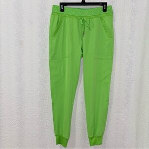 Ava Therese Zavate Lime Green Smiley Waist Jogger Scrub Pants Small Medical Fun